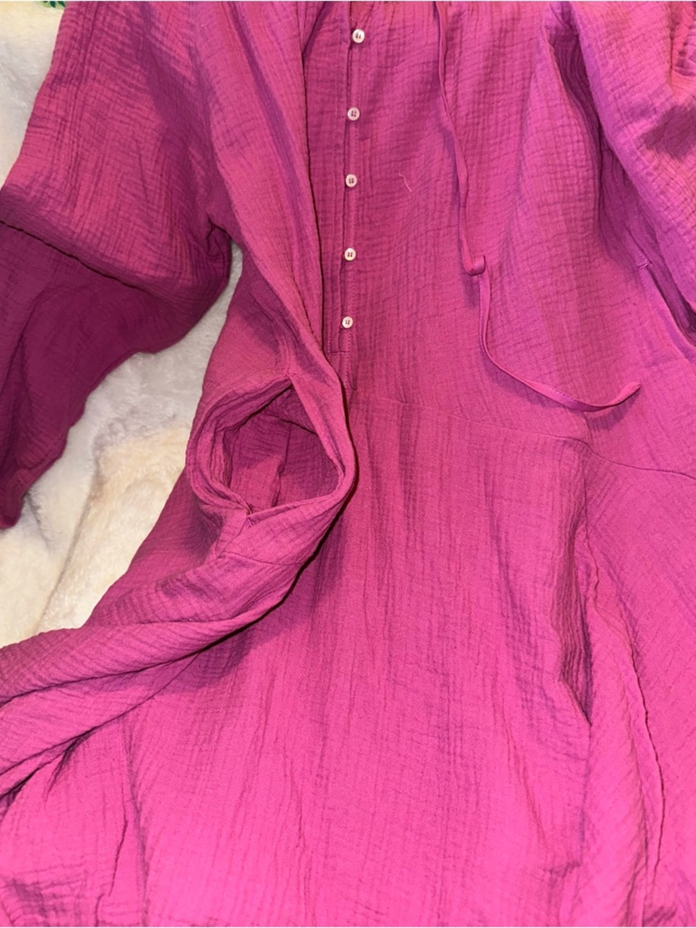 Magaschoni Raspberry Pink Peasant Tunic - Picture 5 of 6